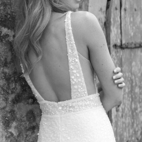 Jane Hill Billie Elegant White Sequined  Wedding Dress Sz 11 - Picture 4 of 13